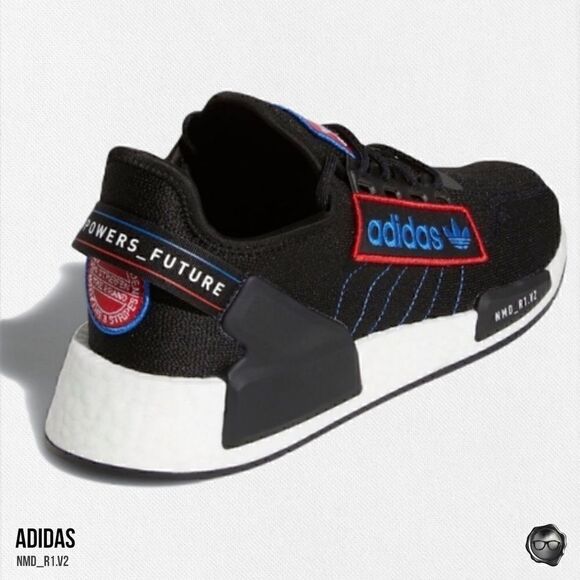 ADIDAS ORIGINALS NMD_R1.V2 SNEAKERS IN LOGO PATCH BLACK SCARLET BLUE MEN’S 8.5 main image 6